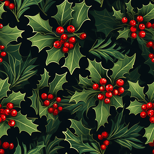 Christmas Holly Seamless Background