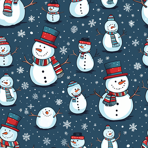 Cartoon Snowman Seamless Background