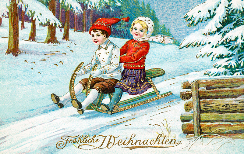 German Sled Christmas Public Domain